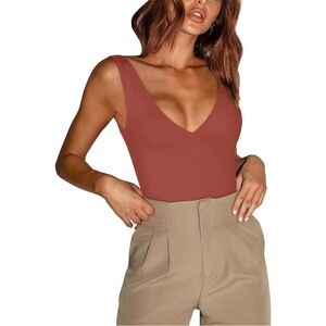 NWOT Double-V Sleeveless Bodysuit
